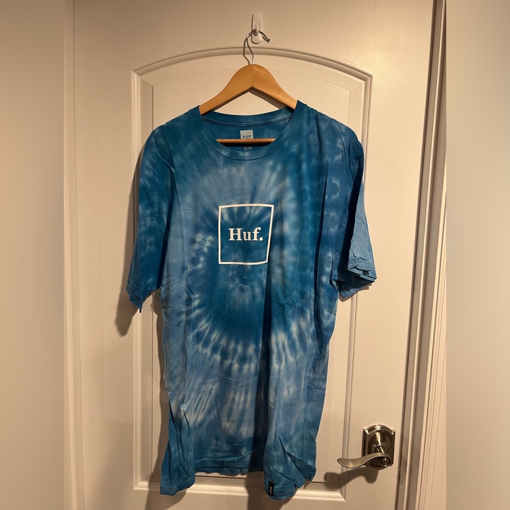 HUF Blue Tie-Dye Graphic Tee Size Large